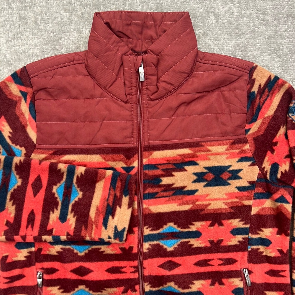 Ariat Prescott Fleece Jacket Womens Small Full Zip Quilted Campfire Southwestern